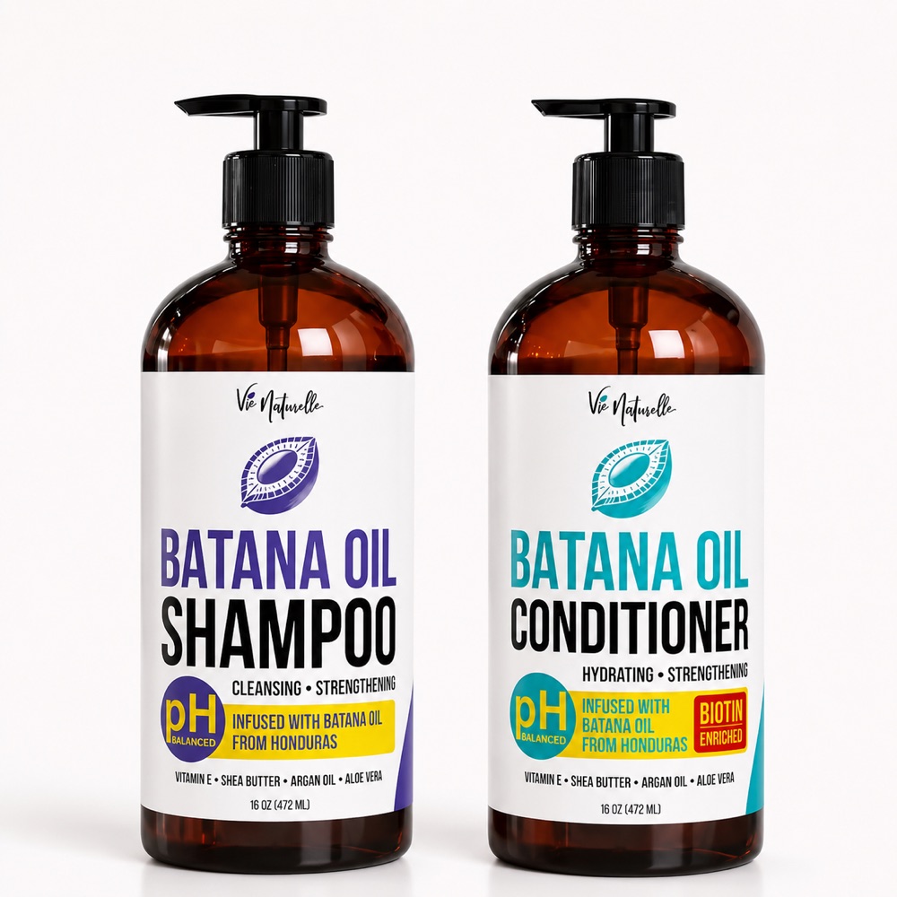 Vie Naturelle Shampoo + Conditioner Duo — gentle cleanse and strengthening conditioner